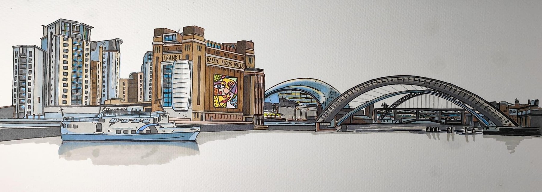 Lancashire cityscape artwork by Angela Davies