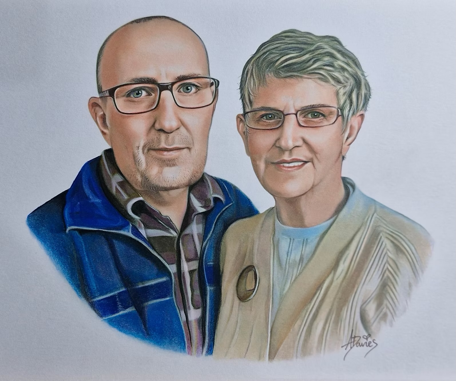 Portrait of Denise’s parents by Angela Davies