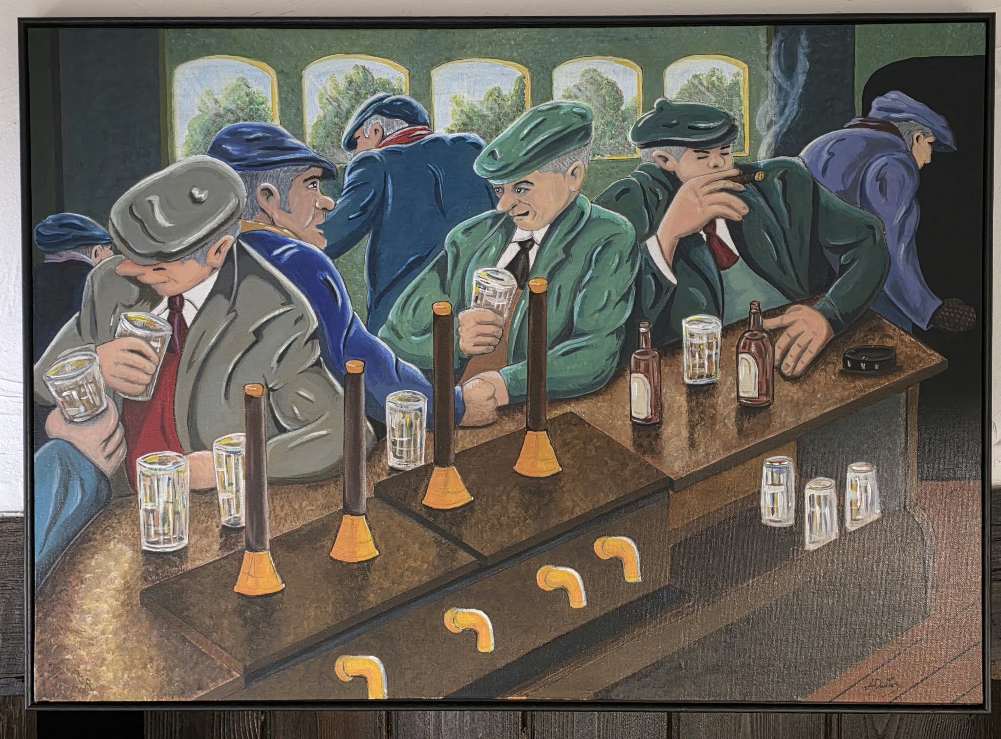 The Old Regulars original artwork by Angela Davies