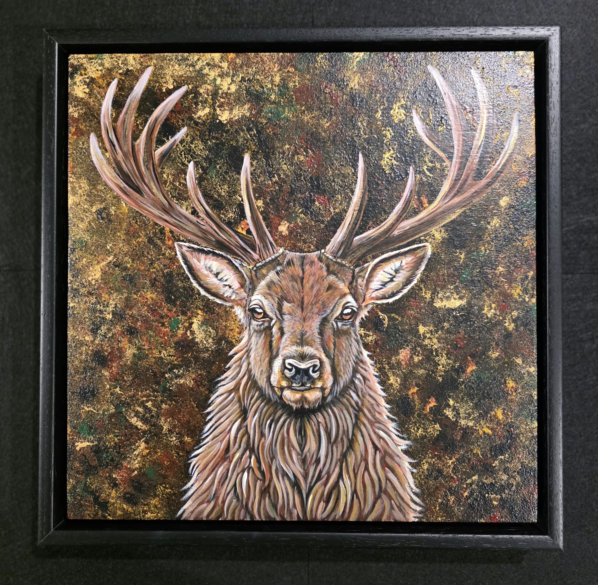 The Ancient Whisper — original stag artwork by Angela Davies